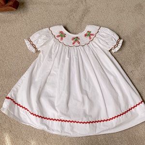 Smocked candy cane dress 12 mos